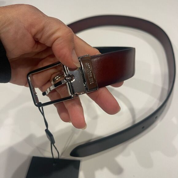 $195 The Kooples REVERSIBLE TWO-TONE LEATHER BELT NWT - Picture 9 of 11